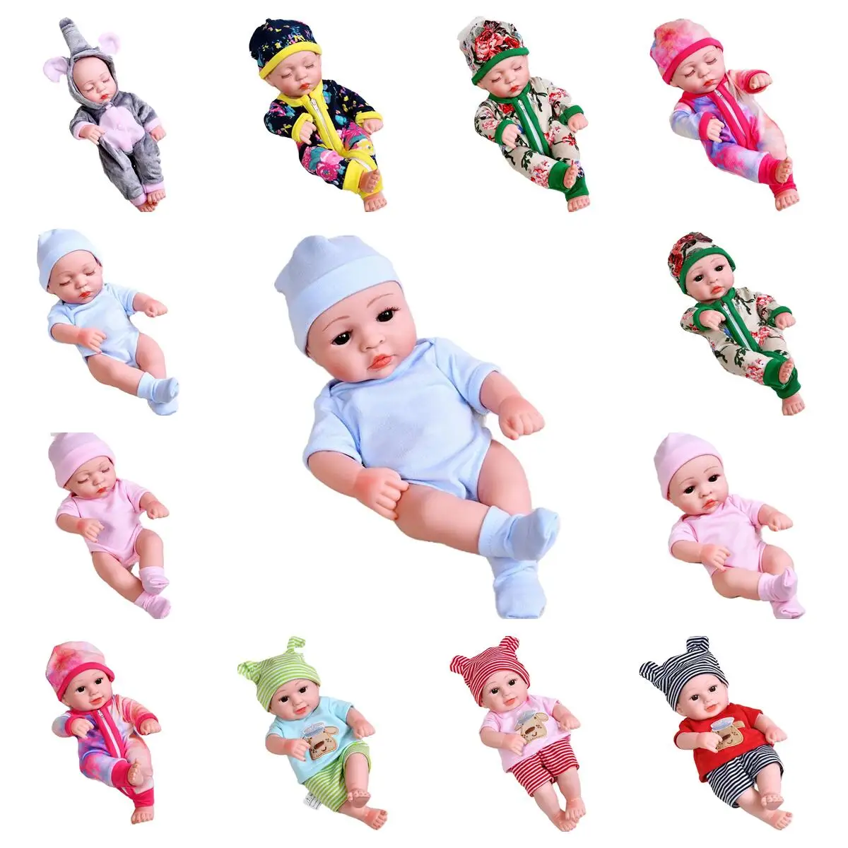 

2021 New Full Body Silicone Soft Reborn Baby Doll Realistic Lifelike Cute Lovely Vinyl Newborn Babe Boy Girl Toys 30cm 11.8 Inch