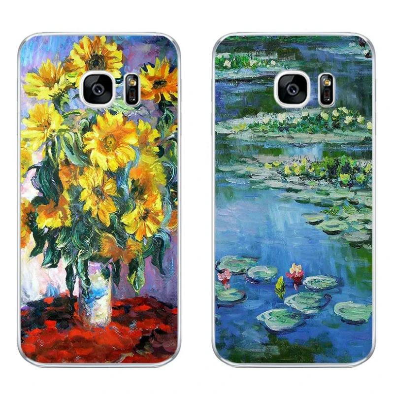 For Samsung Galaxy J3 J5 J7 2016 Phone Case S4 S6 S7 Edge Plus Shell C5 C7 Transparent Cover Soft Silicon Monet Garden Pattern | Мобильные