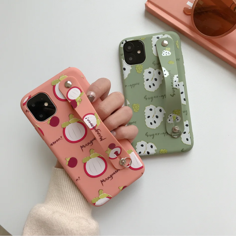 stylish and cute mangosteen mobile phone case for iPhone11 XS MAX XR X 8 7 6 6s plus soft protective cover stand wristband | Мобильные