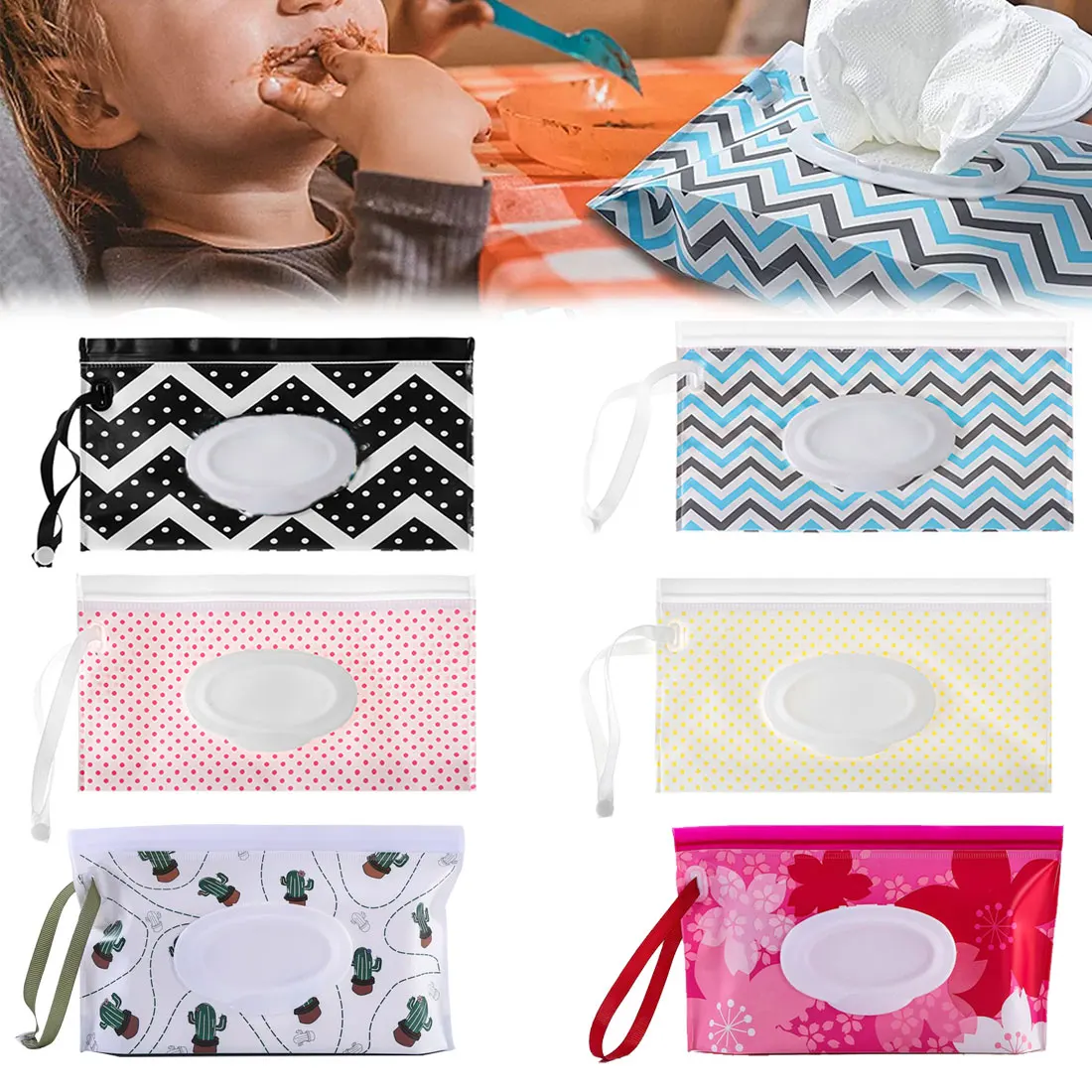 

Cleaning Wipes Case Reusable for Household Portable 1Pc Eco-friendly Wet Wipe Bag Wipes Container Cartoon Pattern Tissue Bags