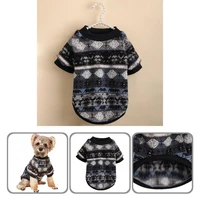 puppy sweatshirt multi purpose black color dog 2 legged print belly coverage warm pullover dog sweater pet clothes