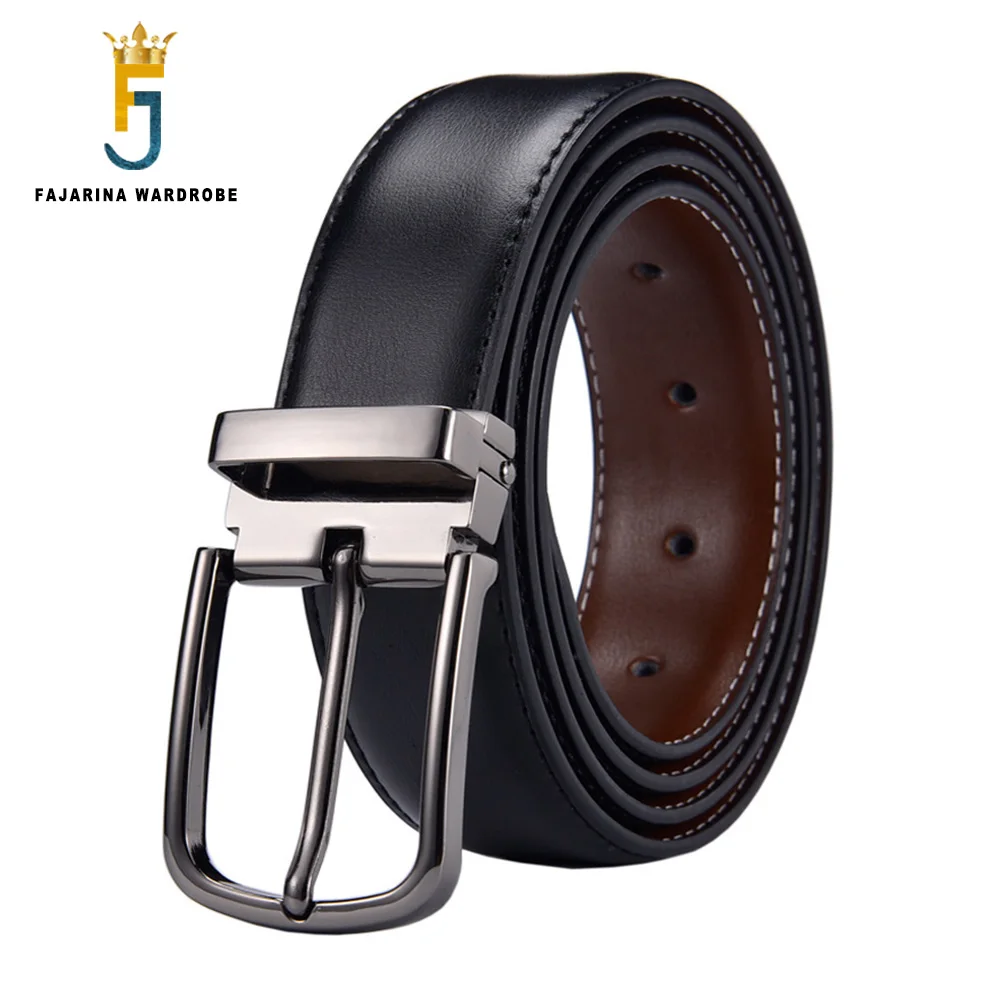 FAJARINA 2020 Mens Quality Real Cow Skin Leather Double Sided Surface Pin Buckle Belts for Men Men's Cowhide Belt Jeans N17FJ838 |