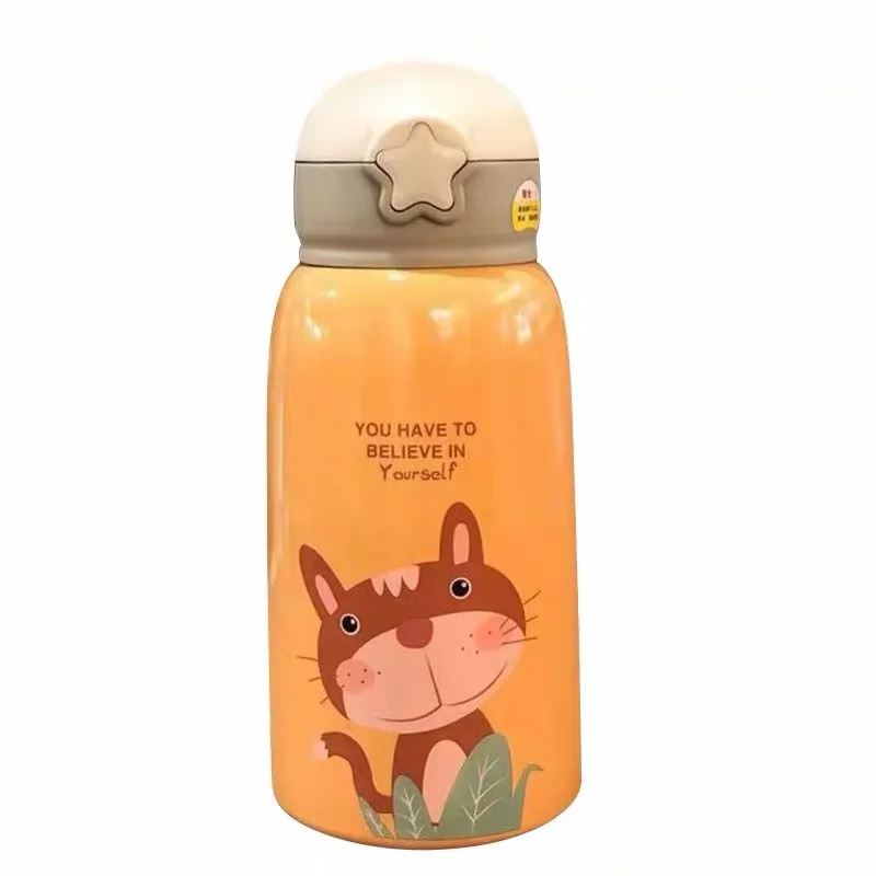 

Creative Stainless Steel Insulated Cup with Straw Children Drinking Cup Portable Kettle Stainless Steel Travel Mug Thermo Mug