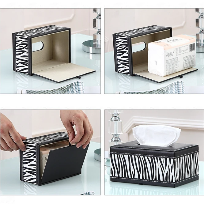 

High-density Dutch wood Facial Tissue Box Cover PU Leather Hotel Car Container Towel Napkin Case Holder Home Office Supplies