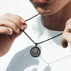 St Christopher религиозный медальон диск кулон ожерелье из нержавеющей стали мужские ювелирные изделия черный