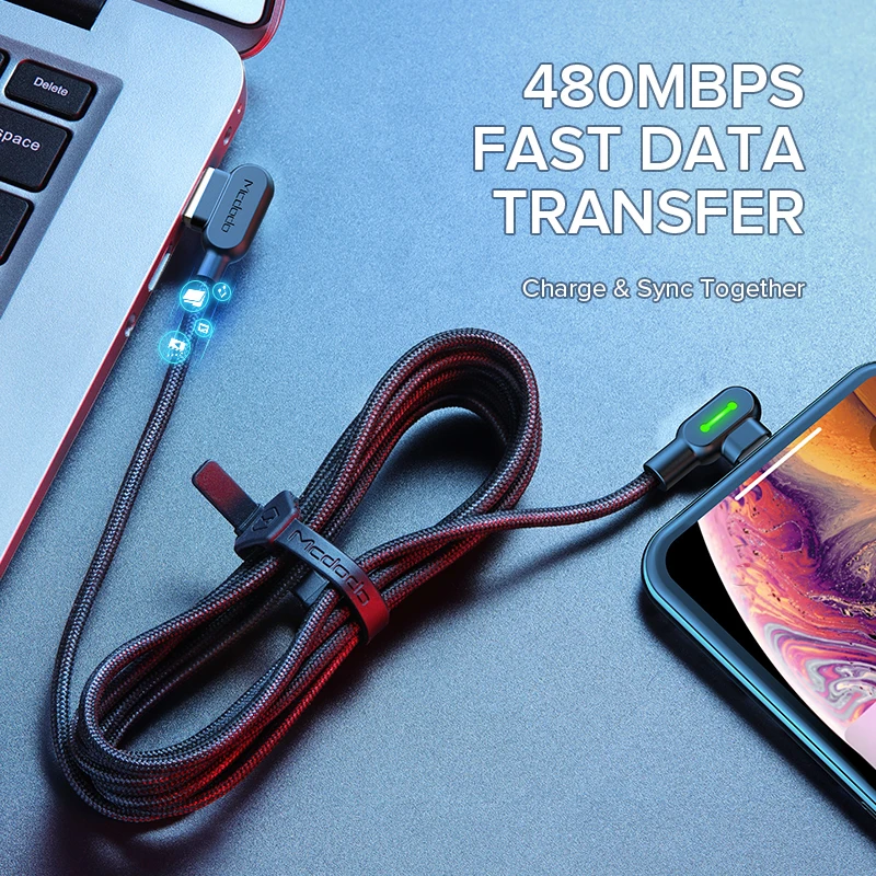 Светодиодный USB кабель MCDODO для быстрой зарядки Type C микро стандартное зарядное