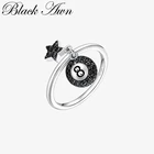 Кольцо женское из серебра 925 пробы, с черной звездой