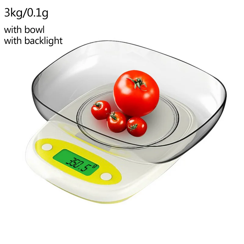 3kg-0.1g with bowl 7 кг/3 кг 0,1/1 г кухонные весы 3 стиля Высокоточный ЖК-цифровой дисплей миниатюрные весы грамм весы для кухни измерение еды - Цвет: 3kg-0.1g with bowl