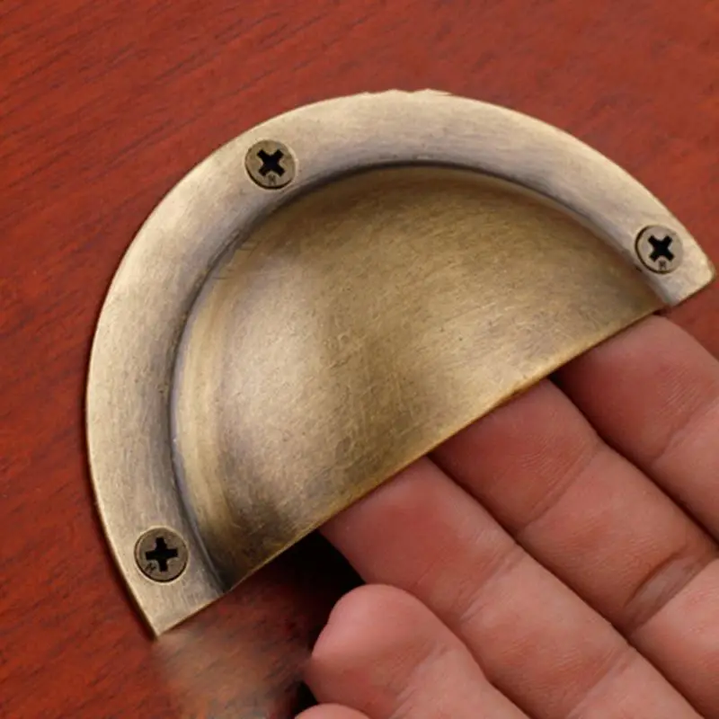 Pull ring handle Ltd Solid Face Fix Shaker Style Hooded Drawer Cabinet Cup Handle 95mm Antique Brass CNIM Hot | Обустройство дома