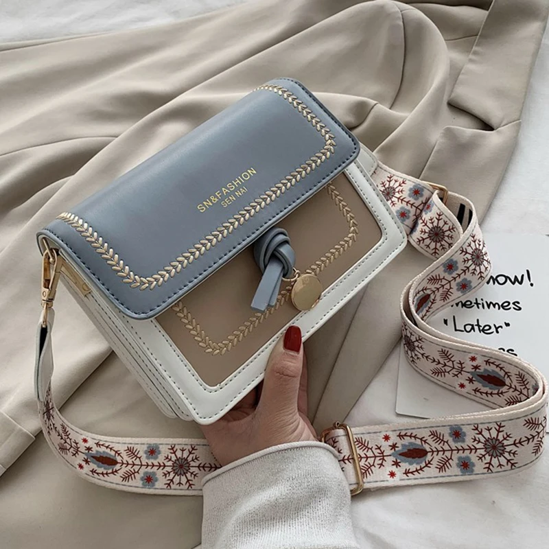 

Contrast color Leather Crossbody Bags For Women 2020 Travel Handbag Fashion Simple Shoulder Messenger Bag Ladies Cross Body Bag