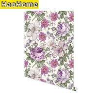 retro style blooming purple flower wallpaper vintage floral self adhesive wallpaper multicolor peel and stick contact paper