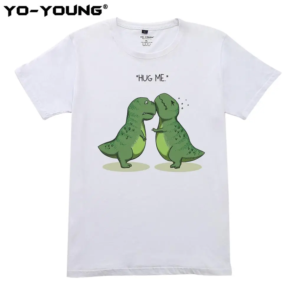 Забавные футболки Hug Me 100% хлопок Мужская одежда уличная забавный динозавр