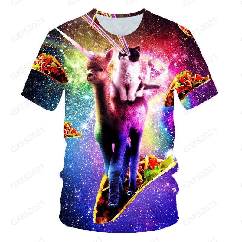 

3D T-Shirt Summer New Fashion Trend Hip Hop Leisure Printing Animal Cat Sports Street Wear Breathable High Quality