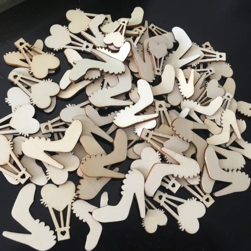 

50 шт. необработанные деревянные украшения на высоких каблуках шаблон деревянные ломтики Сделай Сам Скрапбукинг искусство для украшения св...