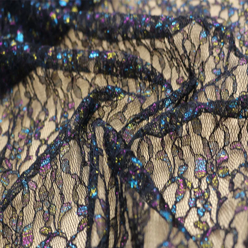 Width150cm кружевное цветное Блестящий Сияющий марлевой ткани для сада вечерние юбка