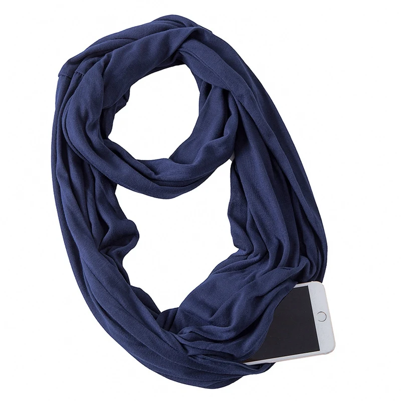 

Unisex Loop Scarves for Women Girls Lightweight Convertible Infinity Scarf Wrap With Hidden Zipper Pocket Stretchy Travel Scarf