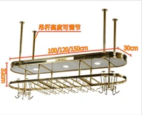 Stainless steel creative wine cabinet bar hanger wine rack shelf shelf hanging red wine cup rack upside down