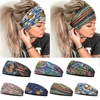 women headpiece stretch 2021 turban hair accessories headwear run bandage print bands gym headbands running wide headwrap jogger
