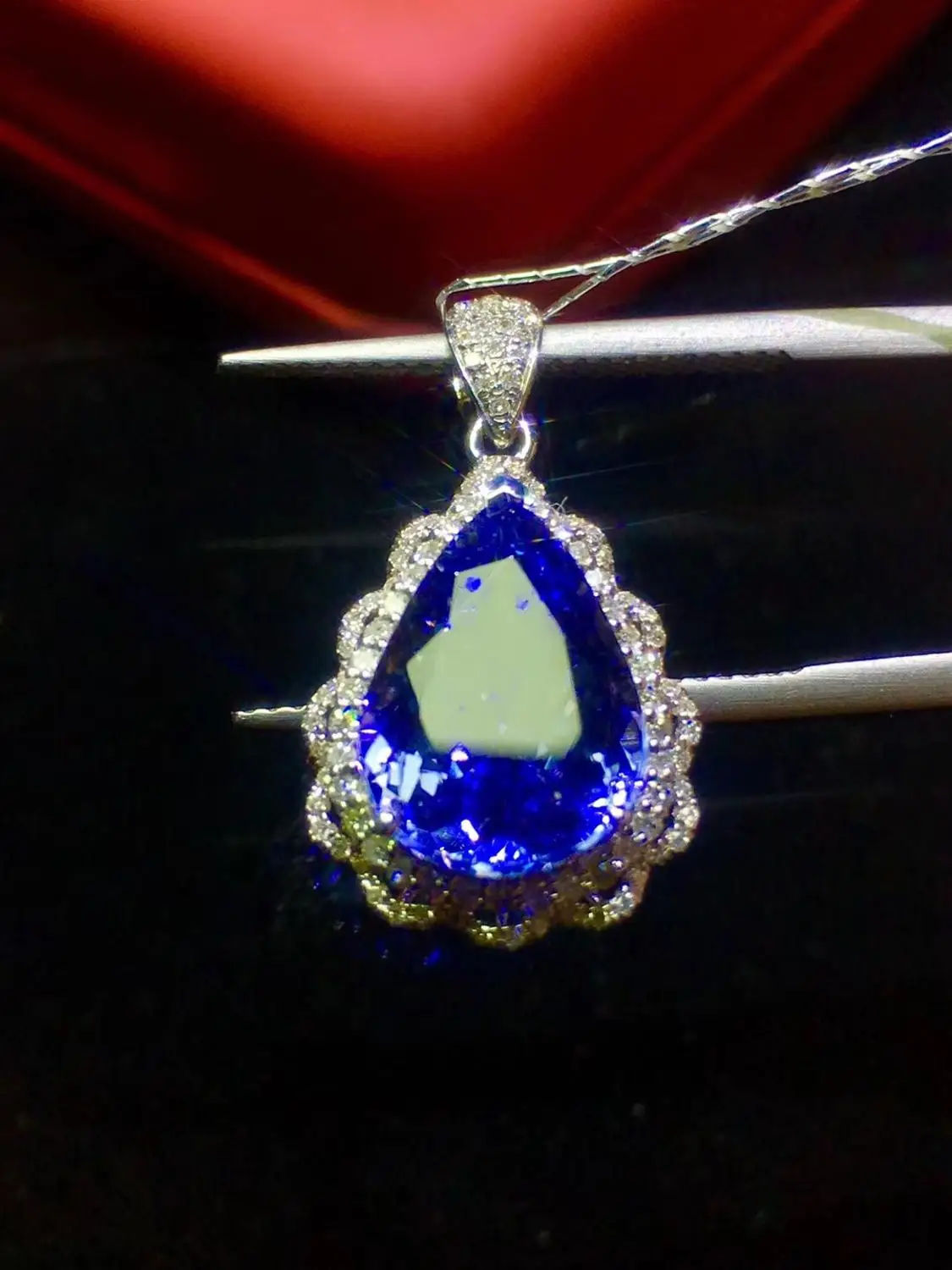 Изысканное ювелирное изделие оригинал 18 К белое золото 100% натуральный синий