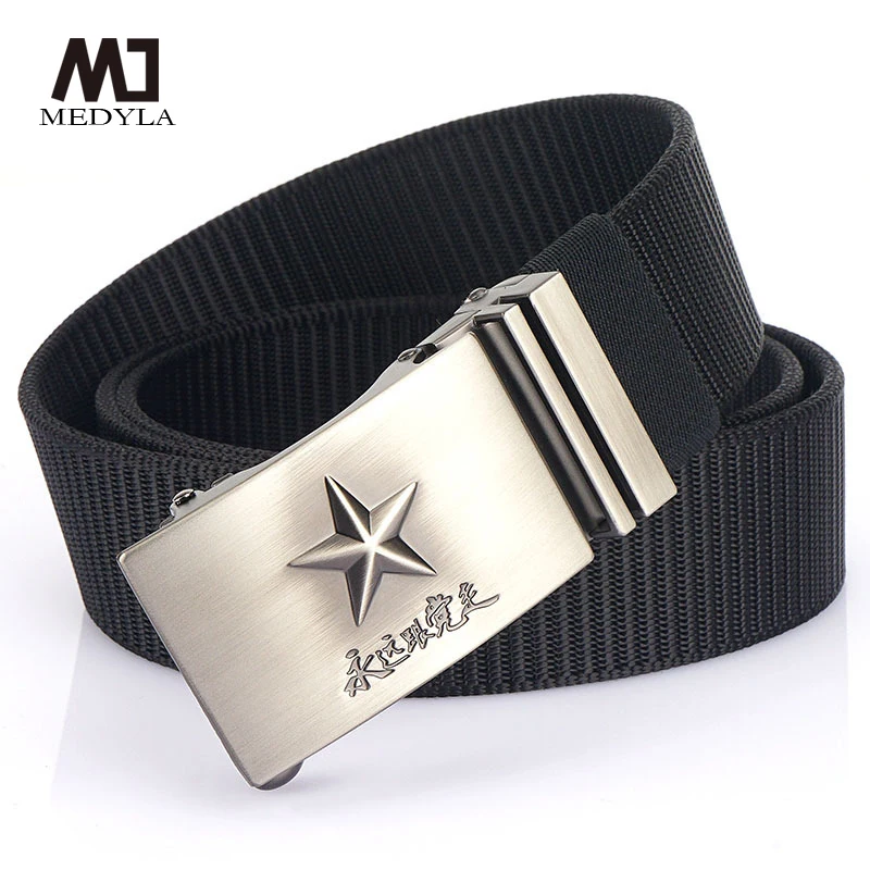 Men's Belt Nylon Leisure Alloy Automatic Buckle Men Belt Strong Durable Five Pointed Star Belt China elements MN2023