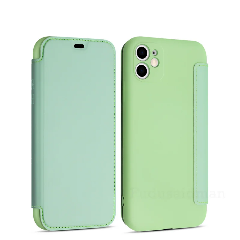 Оригинальный флип-чехол из жидкого силикона для iPhone XR XS Max X 8 7 Plus 11 Pro 12 Mini SE 2020