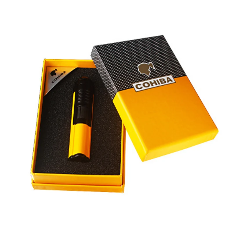 10 шт./лот COHIBA зажигалка для сигар 1 Jet Flame Портативная Бутановая Зажигалка сигарет