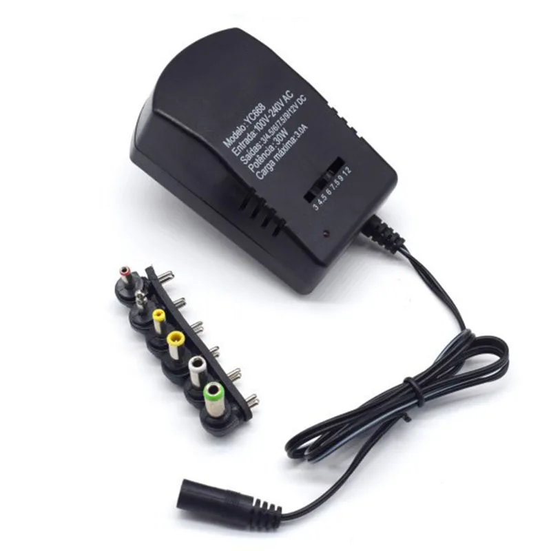 EU Plug 3.0A Universal AC 100/240V DC Adapter Converter 6 Plugs 3 4.5 7.5 9 12 V 30 Power Charger | Электроника
