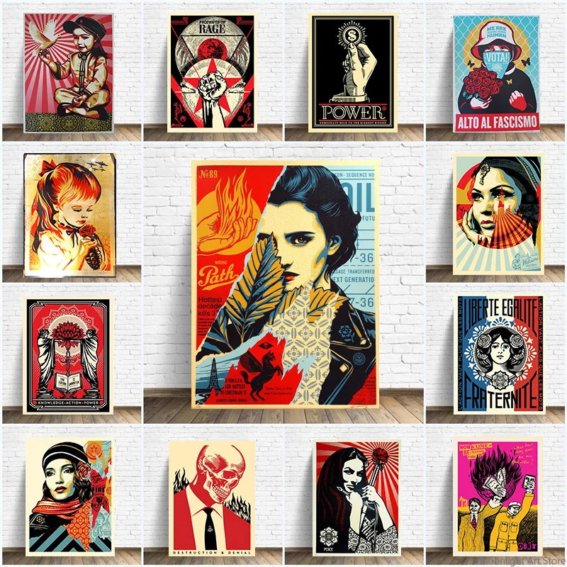 

Vintage Shepard Fairey Poster and Prints Obey Peace Art Canvas Painting Woman Wall Cuadros Art Picure For Room Home Decoration