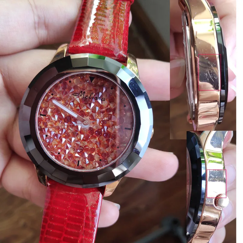 44mm ceramic red 1 Распродажа! Дефекты царапины демонстрирует образцы выцветает Цвет Julius Для женщин часы Япония кварцевых часов из натуральной кожи Нержавеющая сталь без коробки - Цвет: 44mm ceramic red 1