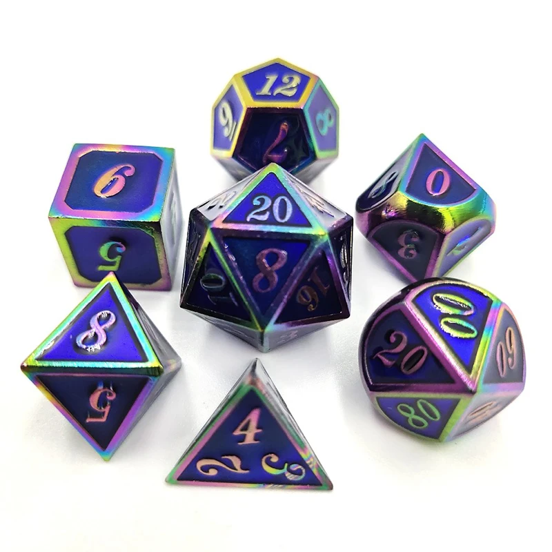 7 шт./лот набор костей DND многоцветные металлические кубики D & D4 D6 D8 D10 D12 D20