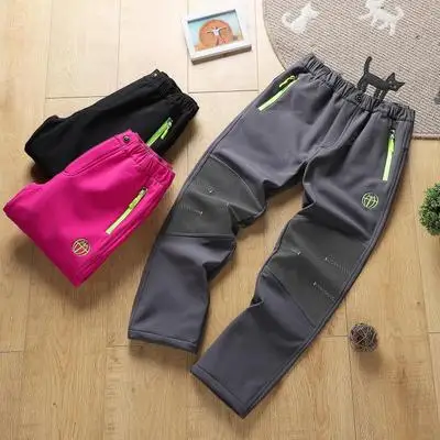 Зимние Детские уличные штаны флисовые теплые плотные детские зимние