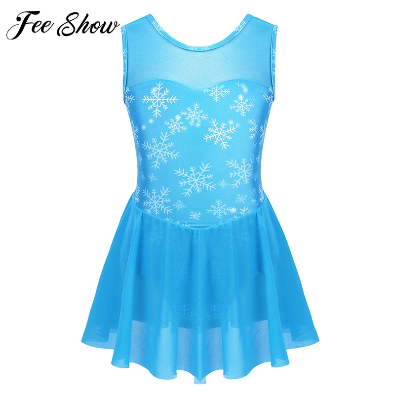 Женское гимнастическое трико FEESHOW балетное платье без рукавов с рисунком