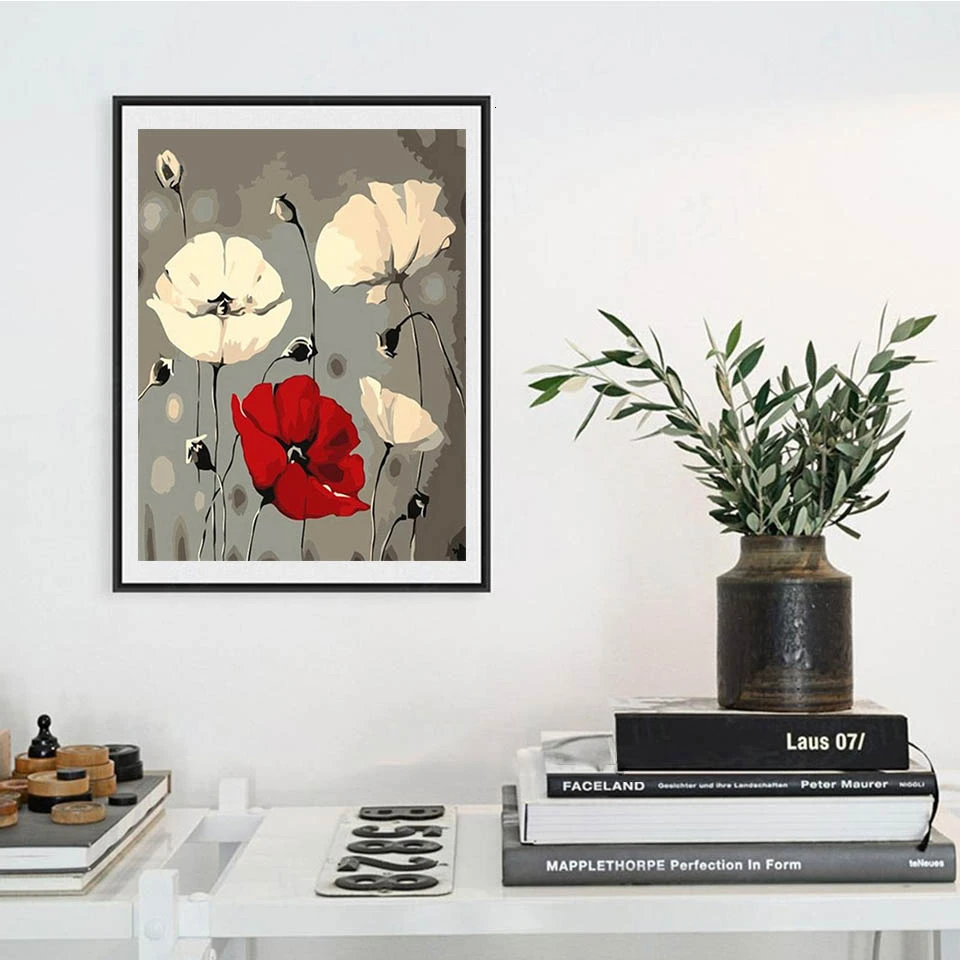 AZQSD Paint By Numbers For Adults Flower Unframe DIY Unique Gift Acrylic Coloring Floral Decor Home | Дом и сад