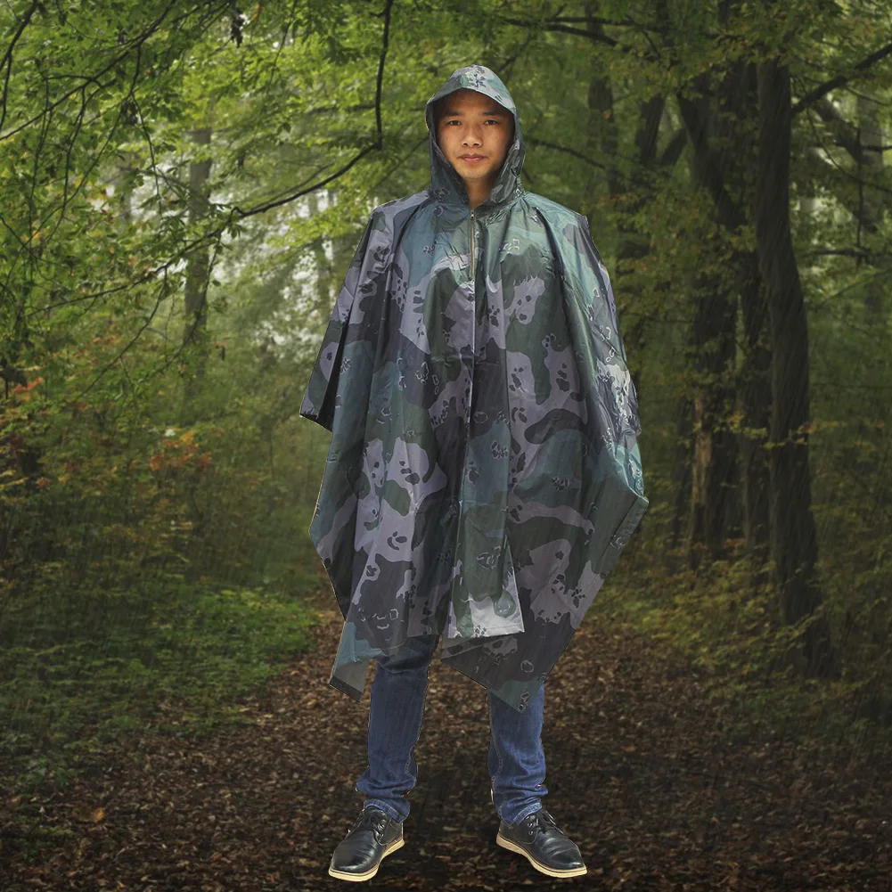 3 в 1 водонепроницаемый непромокаемый плащ Камуфляжный дождевик с капюшоном