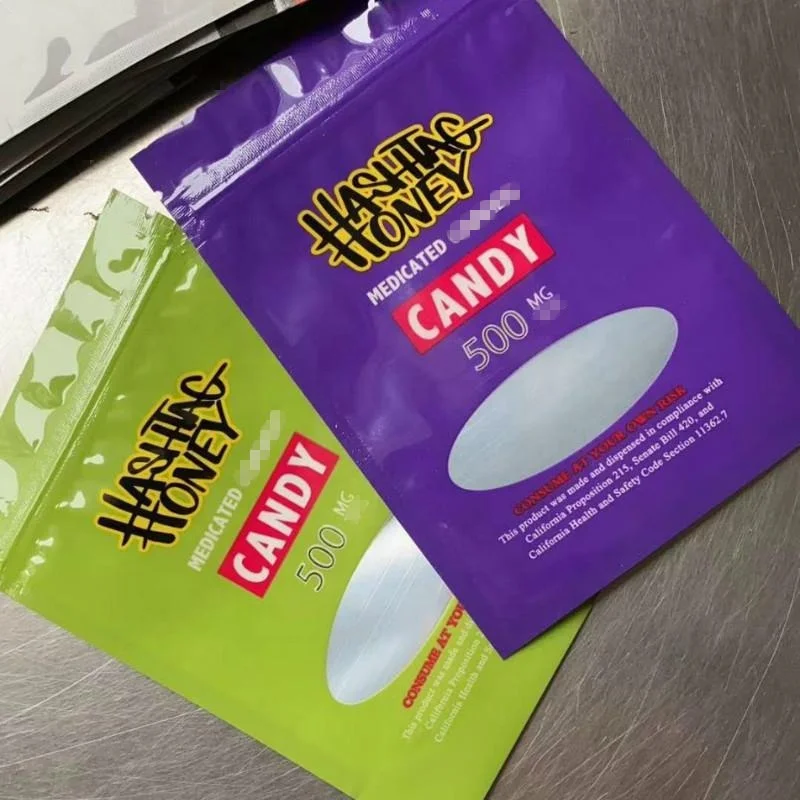 

Hashtag honey candy packaging bags empty 500MG weed mylar bag stand up pouch
