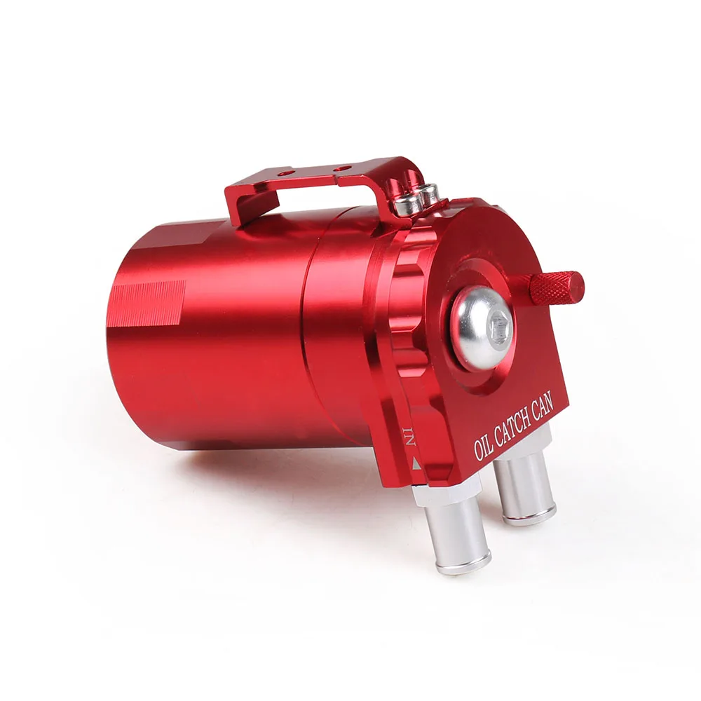 Universal Aluminum Oil Catch Can Reservoir Tank with Mini Breather Filter, Baffled Design, 9mm & 15mm Fittings, Includes Oil Dipstick image 2