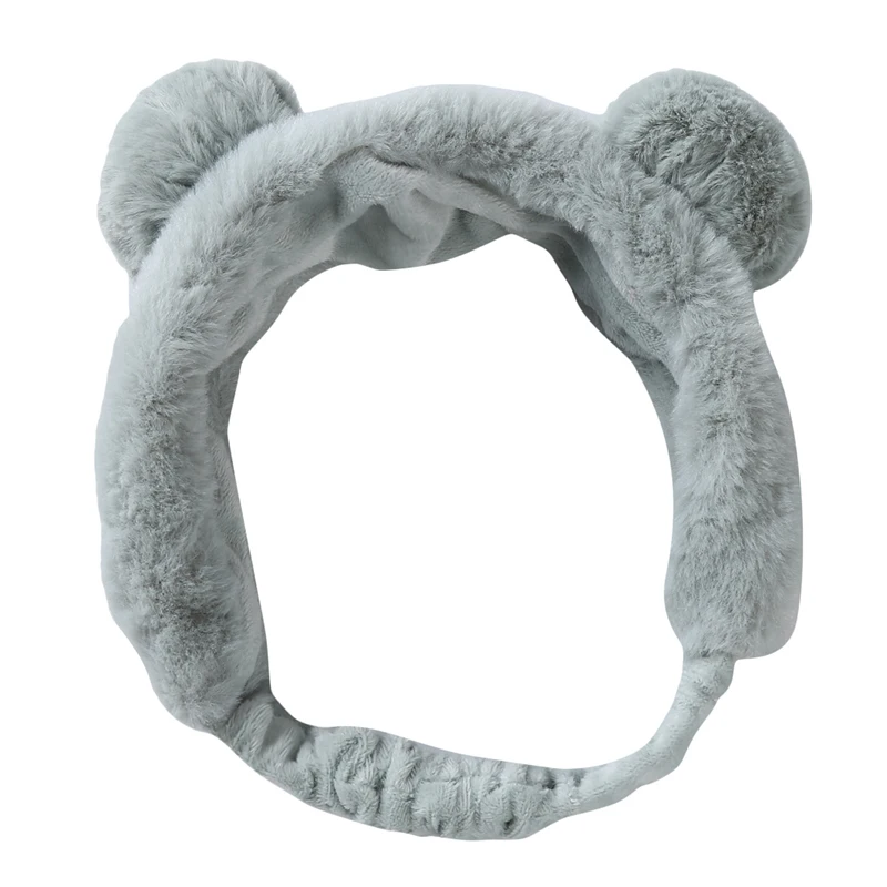 Повязка на голову женская эластичная лента для волос с помпоном в виде медвежьих