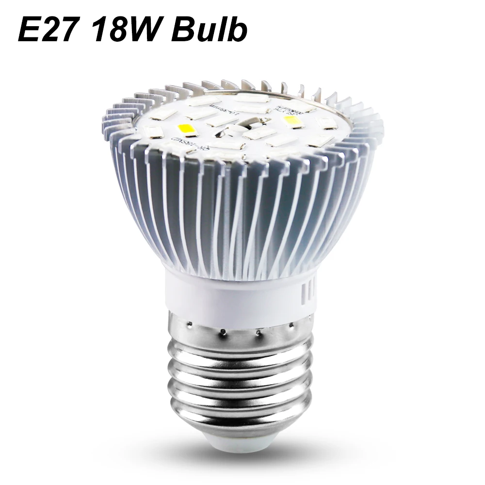 Only E27 Bulb 18leds Светодиодный светильник для выращивания E27, фитолампия, полный спектр, фито-лампа с зажимом для растений, саженцев, цветов, фитолампа, для культуры, для помещений - Испускаемый цвет: Only E27 Bulb 18leds