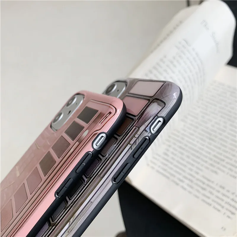 Роскошный сексуальный чехол для макияжа MAKEU eye shadow box для iPhone 6, 6s, 7, 8 Plus, X, XS, MAX, XR, 11 Pro, цвет телесного цвета, тени для век, чехол из розового золота