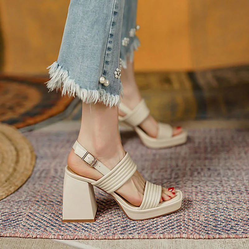 

Female Leaky Toes Square Root Has Been Wearing Women's High Heel Sandals Fashion Women's New High Heels women sandals