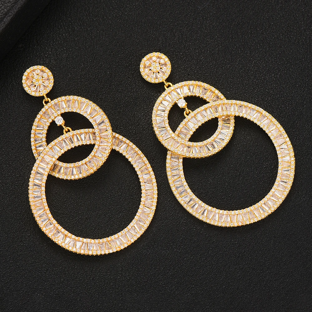 GODKI 2PCS Charms Women Wedding Necklace Earring Sets Jewelry Sets For Women Wedding Brides Full Cubic Zirconia Inlaid Jewelry