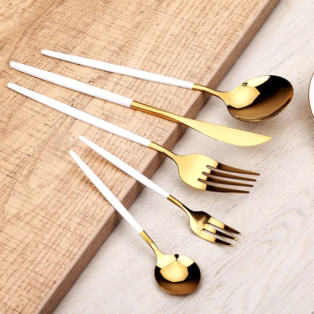 

Stainless Steel Dinner Tableware Smooth Dinnerware Complete Kitchen Utensils Cutlery Lunch Of Dishes Knife Spoons Fruit Fork Set