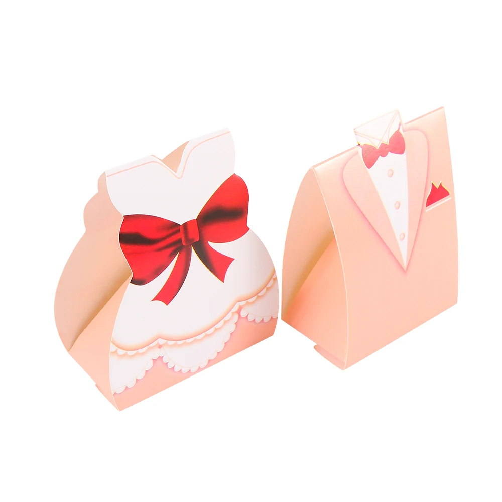 50 шт. прекрасные розовые свадебные Подарочные коробочки жених смокинг платье