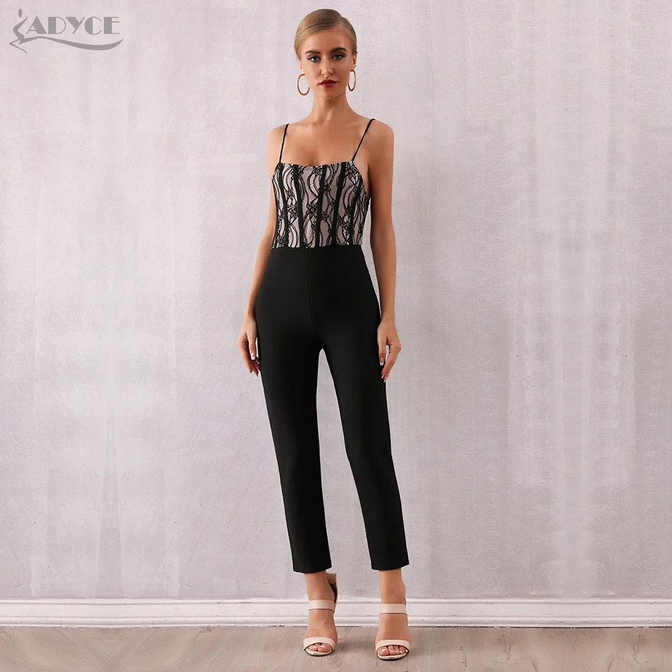 Женский облегающий комбинезон ADYCE черный шнурок обтягивающий костюм типа