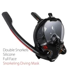 Маска для подводного плавания с двойной трубкой для подводного плавания, силиконовая маска на все лицо для взрослых, плавательные очки, оборудование для водного плавания