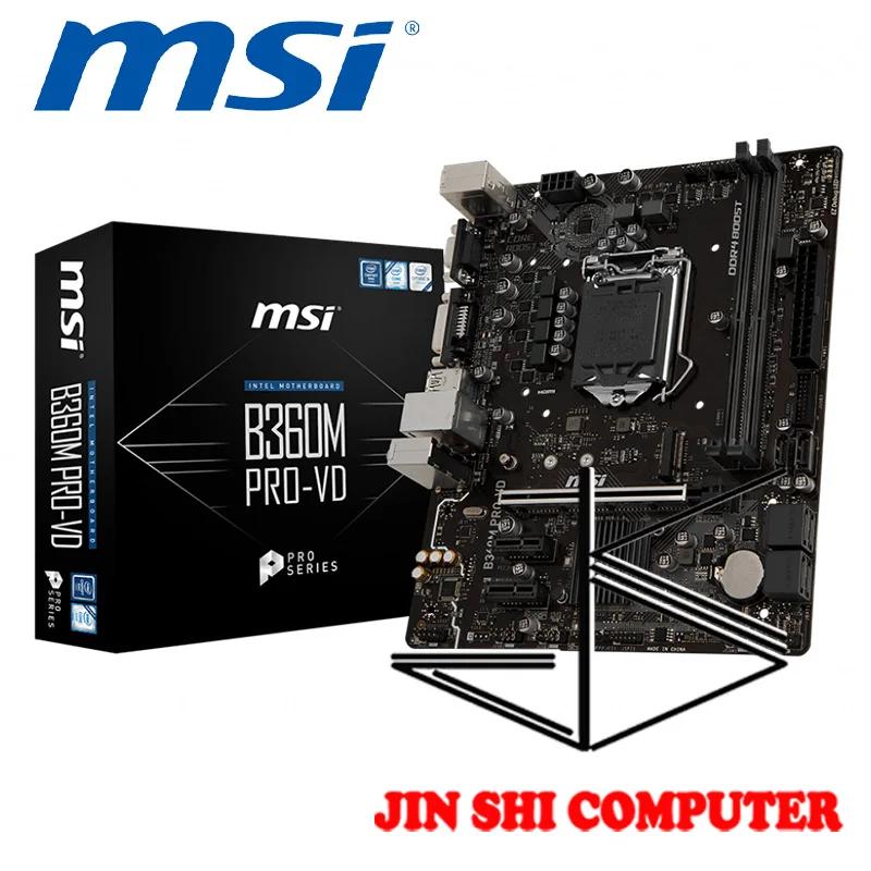 

Новый MSI B360M PRO-VD поддерживает 8th поколения Intel®Ядро™LGA 1151 socket Sup port s DDR4 память, до 2666 МГц USB 3,1 и LAN порт