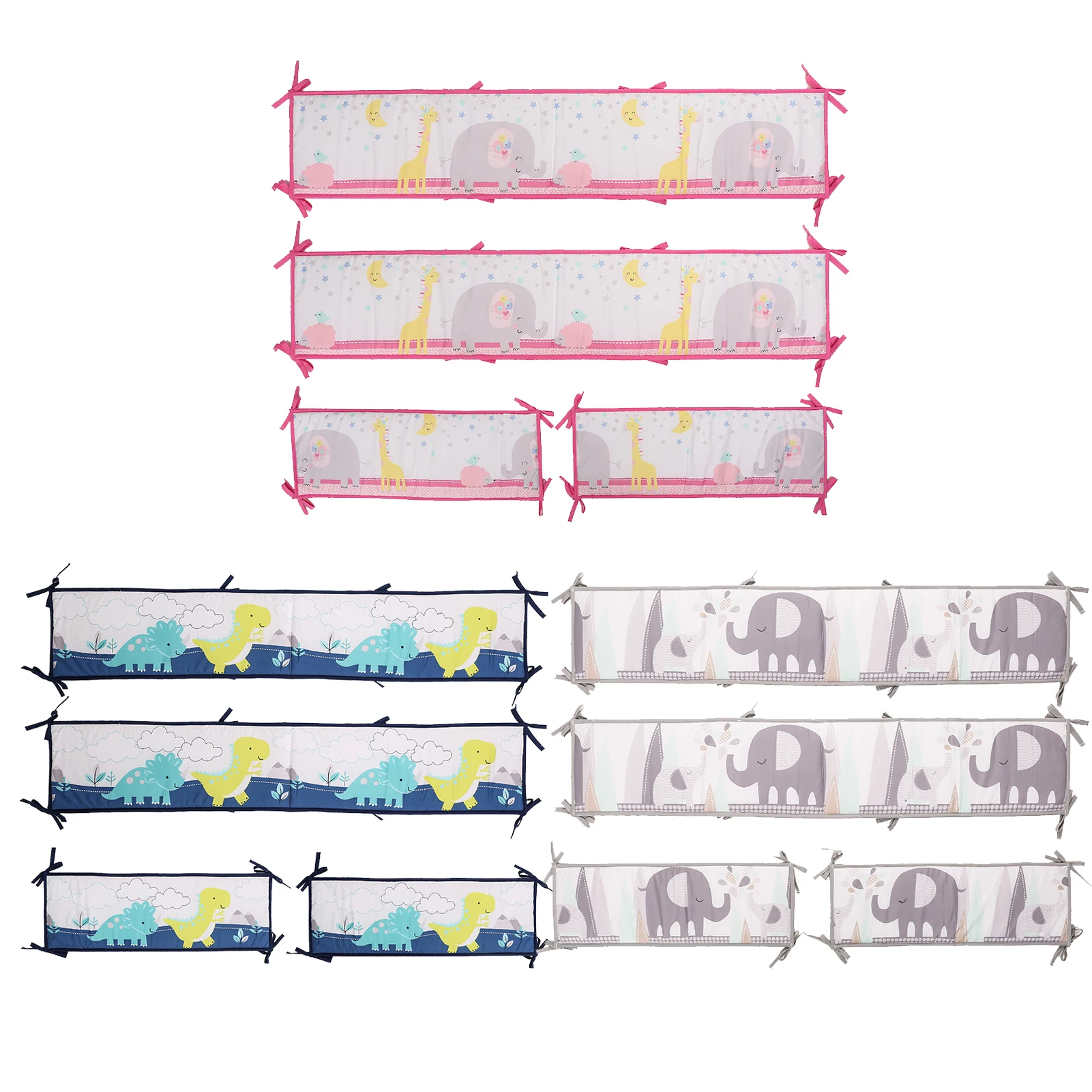 

4PCS Lightweight Elastic Home Bedroom Baby Care Thread Gluing Anti-collision Breathable Cotton Cartoon Print Crib Justifiable