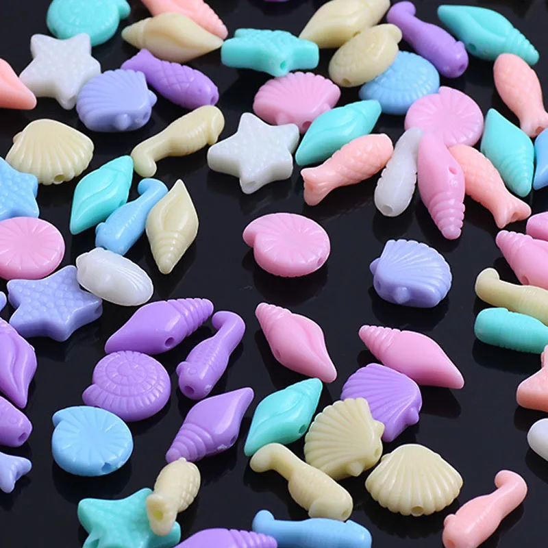 55pcs Light Color Marine Animal Acrylic Beads DIY Beach Bracelet Jewelry Baby Toy Accessories | Украшения и аксессуары
