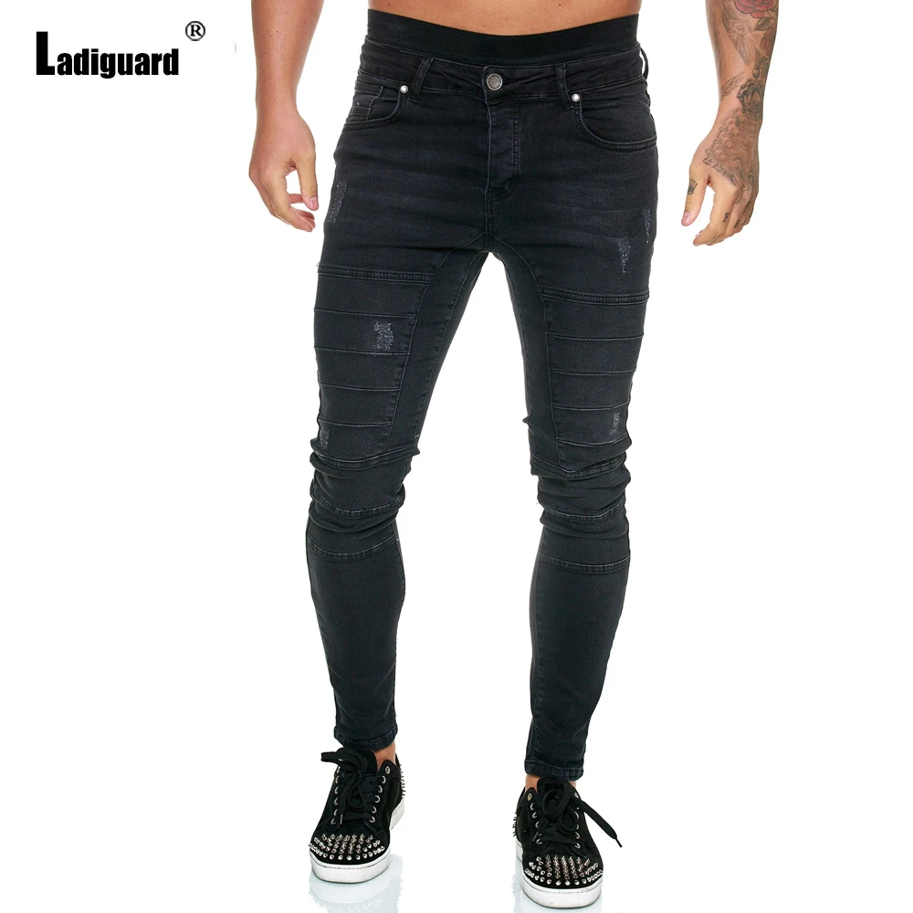 Plus Size Men Jeans Sexy Demin Pants 2022 Spring Cargo Pants Male Zipper Pockets Trouser New Patchwork Hole Ripped Hip Hop Pant