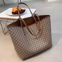 2 pcsset luxury designer high capacity tote handbag for women 2021 trends brand designer striped shopper shoulder shopping bag